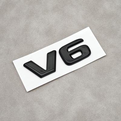 Logo V6 ABS 3D Lettres Chrome Noir Badge Emblème Autocollant Décalcomanie Coffre Arrière de Voiture Pour Accessoires Auto