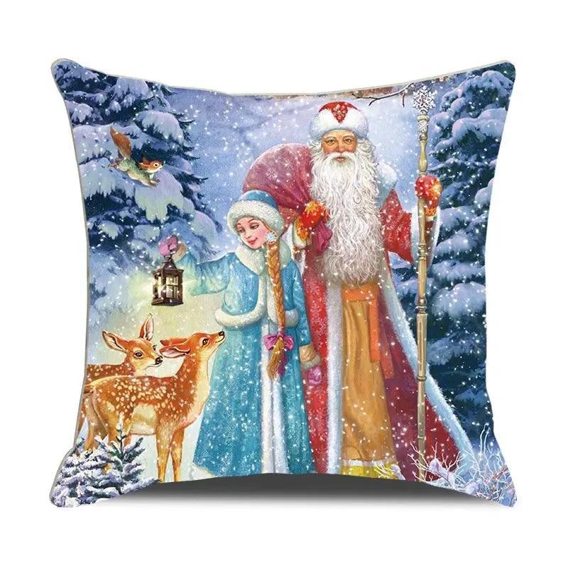 Christmas Pillowcase Santa Claus Snowman Pillowcase Sofa Car Cushion Cover Home Decoration New Year Christmas Gift