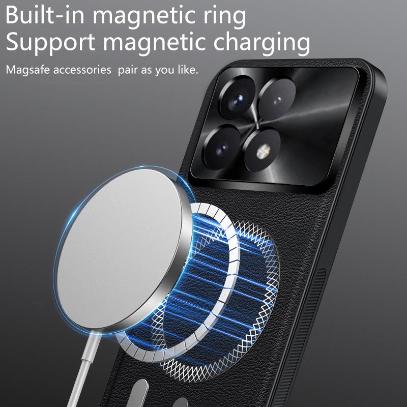 For Redmi K70 and K70 Pro Case Magnetic Elegant Leather Wear-Resistant Lens Fully Covered Non-Slip Grip Edge Cover Shell