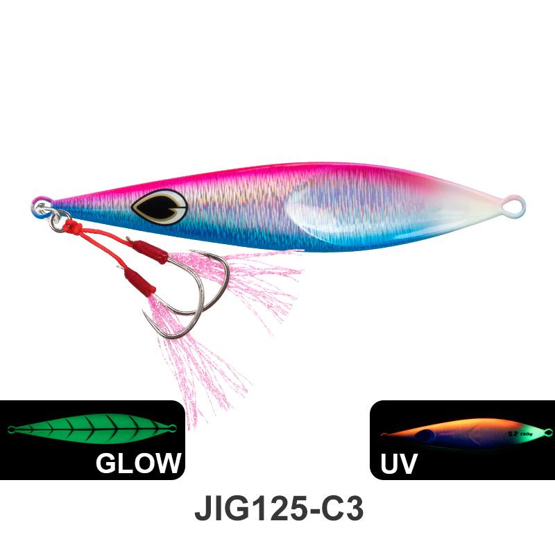 TEASER Fishing J125 Fishing Accessories Bait Saltwater 80g 100g 150g Luminous Vertical Slow Pitch Lead Fishing Lure Metal Jigs