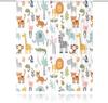 Cartoon Safari Animal Curtains Rod Pocket Woodland Wildlife Jungle Colorful Bedroom Window Drapes Nursery Kid Toddler Printed