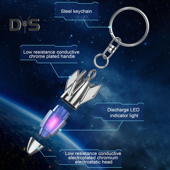 Car Static Eliminator Discharger Keychain Pendant Novel Rocket Design Wear-Resistant Portable Anti-Static Device for Car Metal Handles