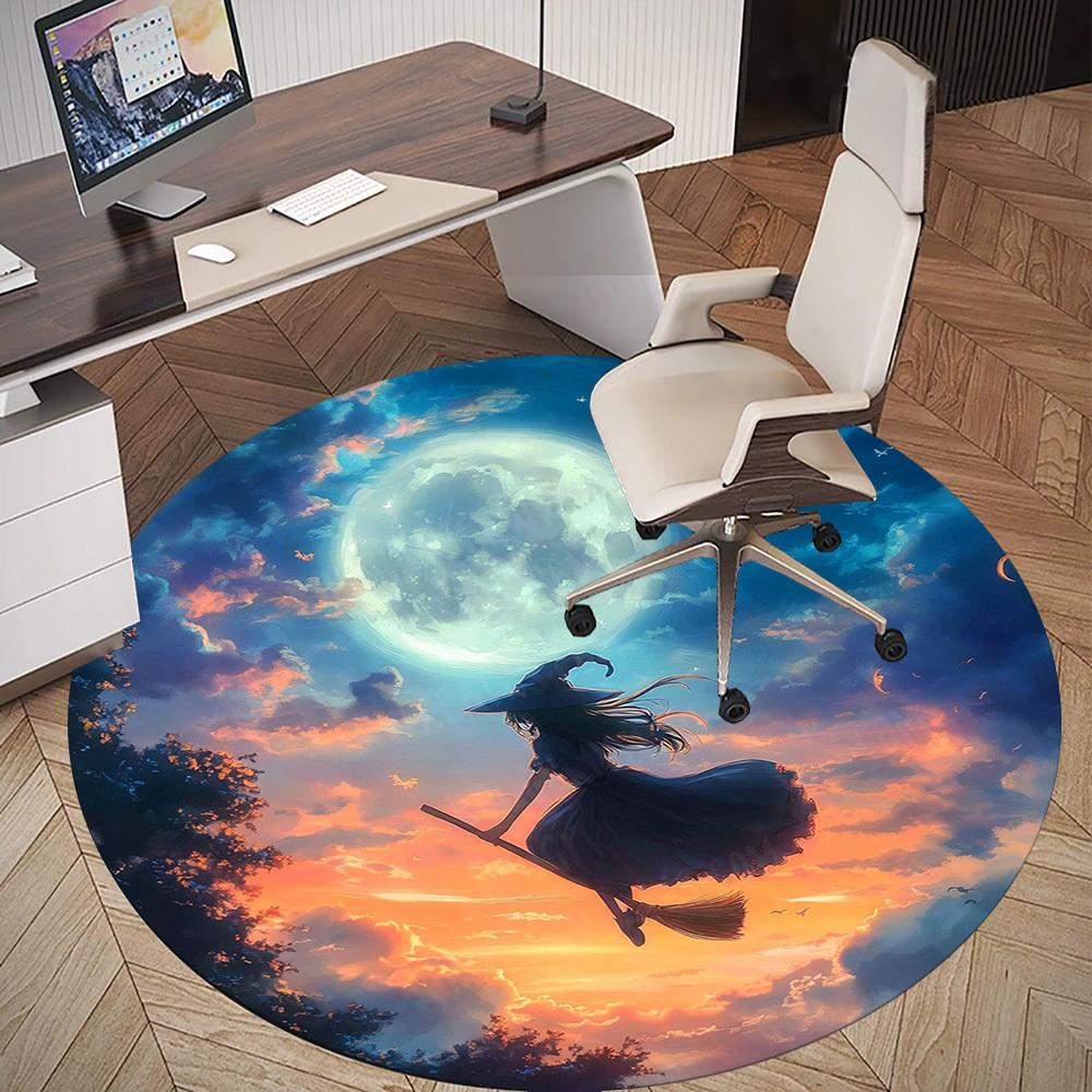 1PC witch broomstick Office Round Area Rug, Under Office Chairs Bedroom Living Room Home Decor,Carpet for Office, -1110225