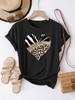 Women's Casual Short Sleeve with Leopard Print Zebra Stripe Heart Design Glitter Accent Casual Top Harajuku Short Sleeve Casual