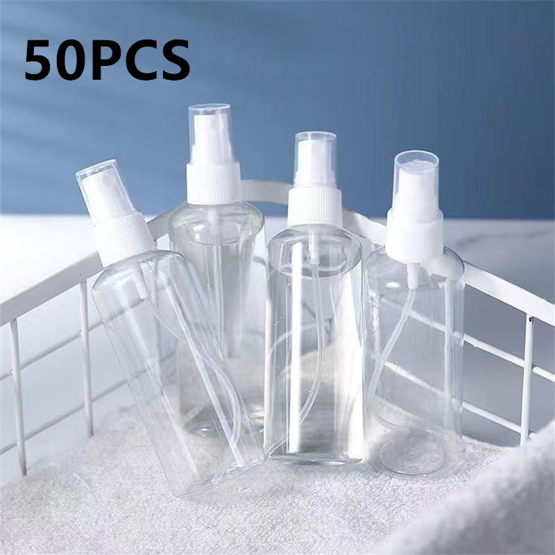 50PCS 10/20/30/50/100ml Transparent Plastic Refillable Bottles Perfume Bottle Atomizer Empty Spray Bottle Portable Travel Bottle