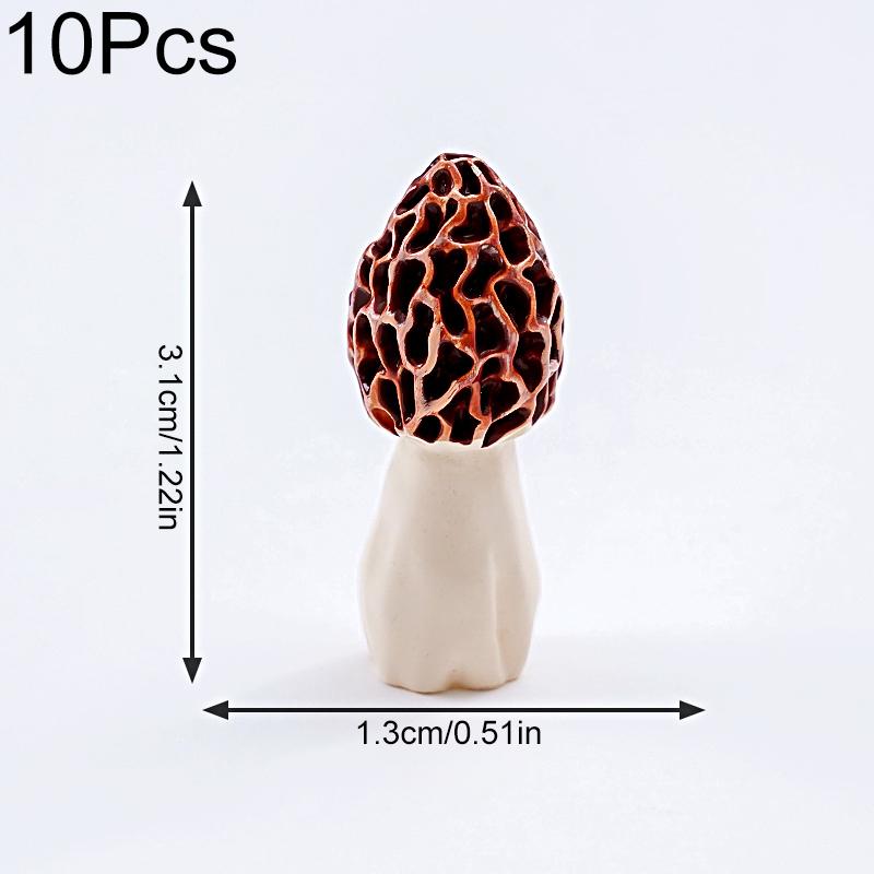 10pcs Mini Ornaments DIY Resin Mushroom Ornaments Cute Simulation Mushroom Black Fungus 11 Styles