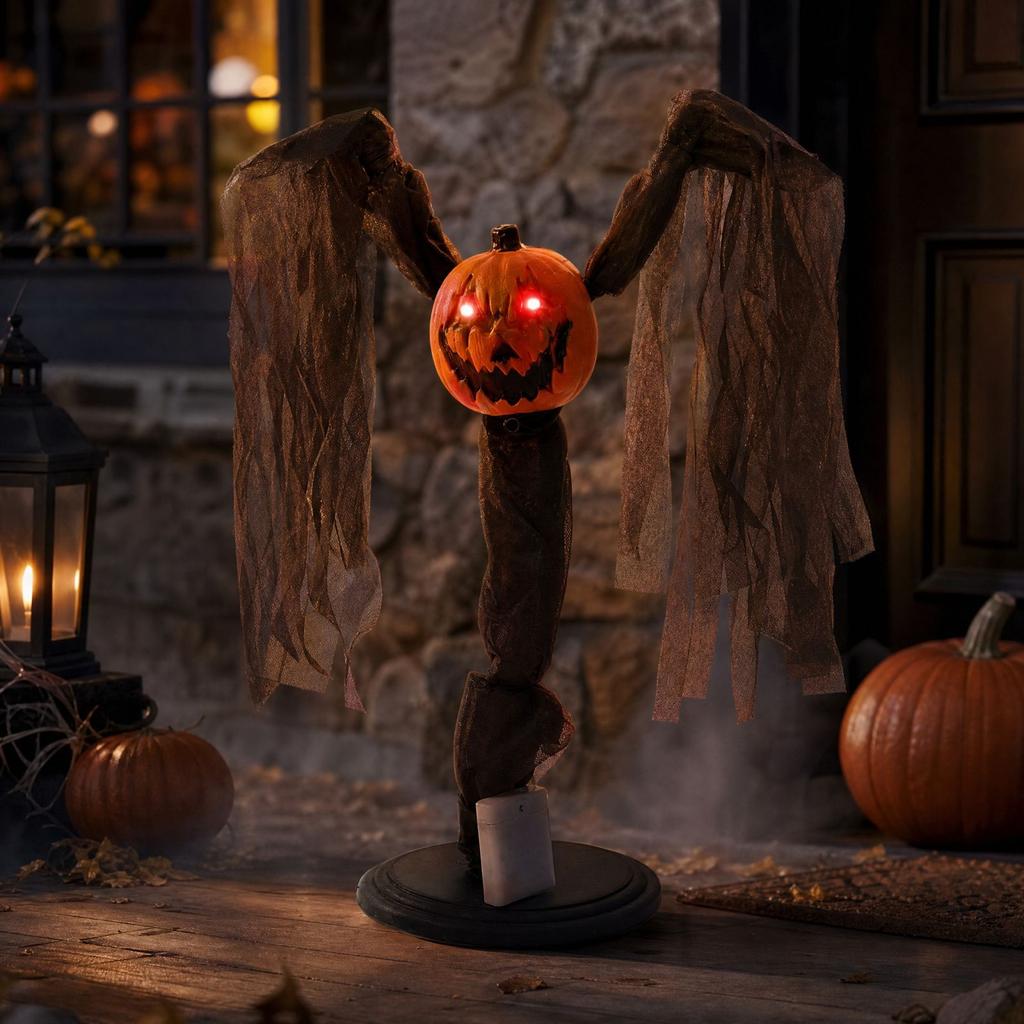 Halloween Pumpkin Ornament with Funny Face and Waving Motion for Party Decor