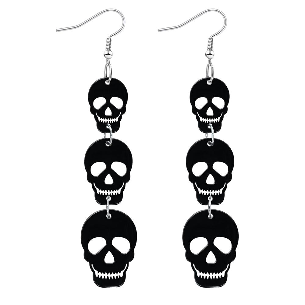 Acrylic Halloween Skull Bat Drop Dangle Earrings Multi-Layered Bat Stacking Earrings Dangle Earrings for Women Halloween Holiday