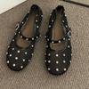 Fashion New Summer Fashion Flat Shoes Women's Fashion Round Toe Shallow Mouth Rivet One Buckle Soft Sole Flat Single Shoes