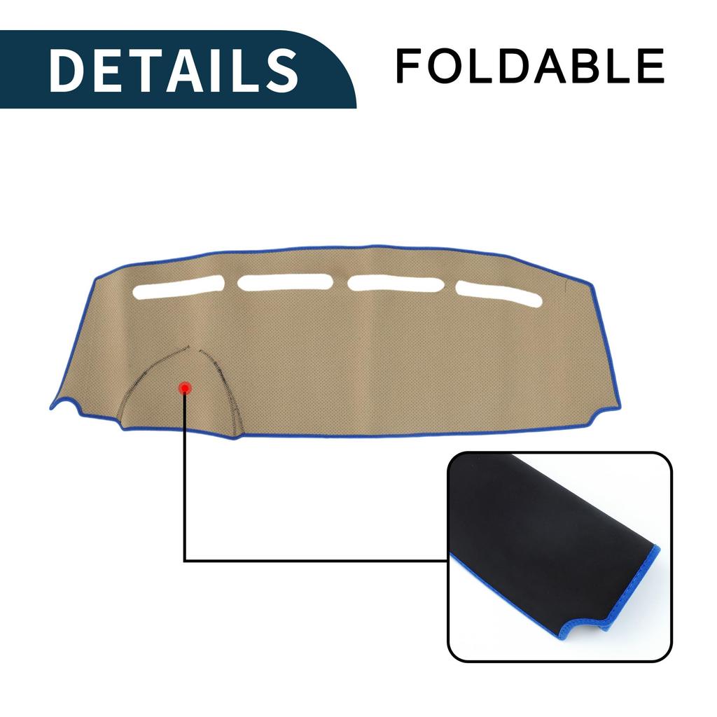 TUCKBOLD Dashboard Mat for Fiat 500 Car Dashboard Protective Interior Customization Parts Sun Flannel Black with Blue Set (2008-2023), Cover, Mat, &