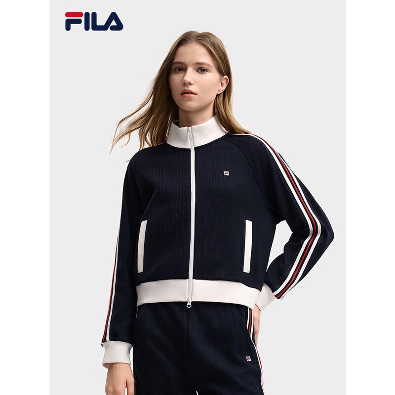 FILA Women s 2025 Winter Color-block Stand-Collar Knitted Jacket XL