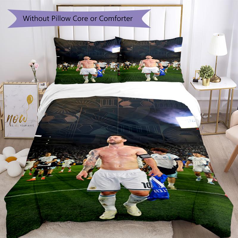 Set Biancheria da Letto Messi Copripiumino Traspirante con Federe Biancheria da Letto Decorativa per Camera da Letto Decorazione Casa Regalo di Compleanno