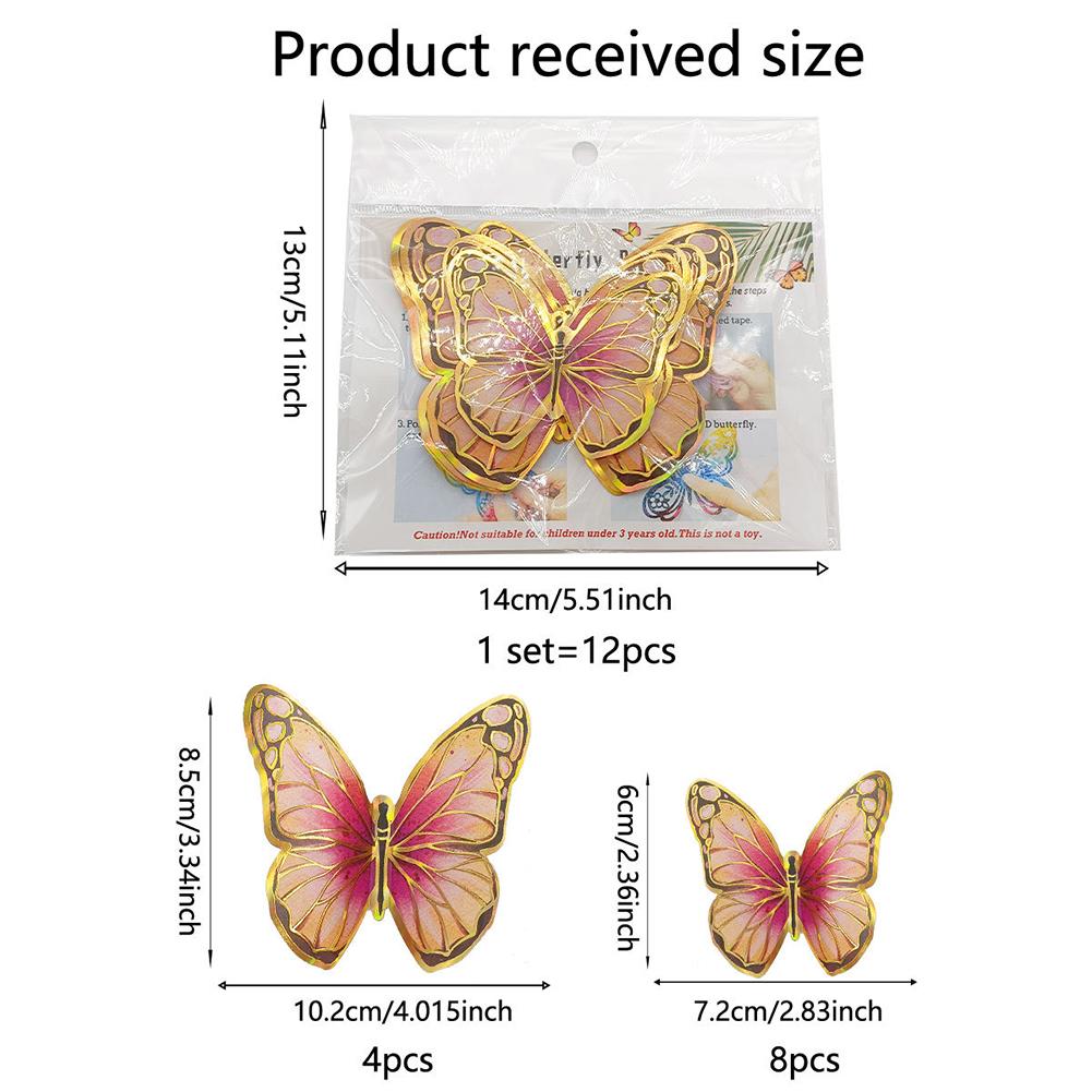 Gorgeous Gold Edged 3D Butterfly Wall Art Stickers Suitable for Weddings Parties and Home Aesthetics Set of 24