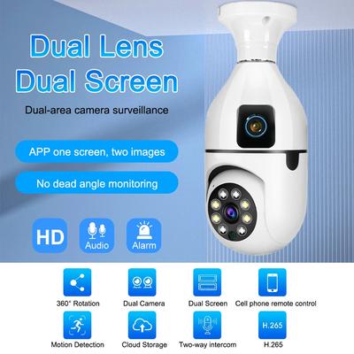 Bulb WIFI Camera 8X Zoom Dual Lens Indoor Surveillance Human Tracking Wireless Two-way Audio Cameras Color Night Vision