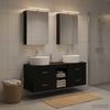5 Piece Bathroom Furniture Set Black Oak Engineered Wood and Glass