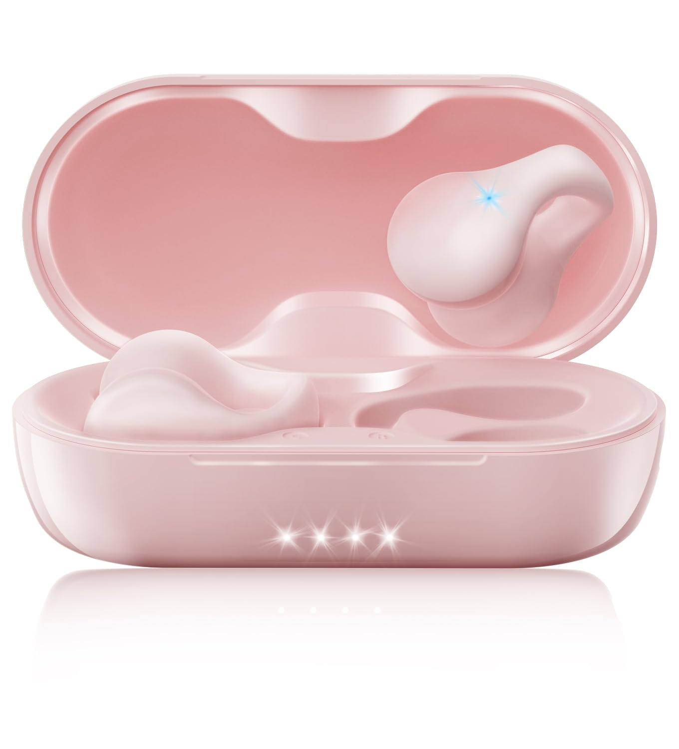 

Суперудобная модель с улучшенным качеством звука Беспроводной звук Утечка звука Открытое ухо Не блокирует ухо Крепление костной проводимости Эргономичный розовый