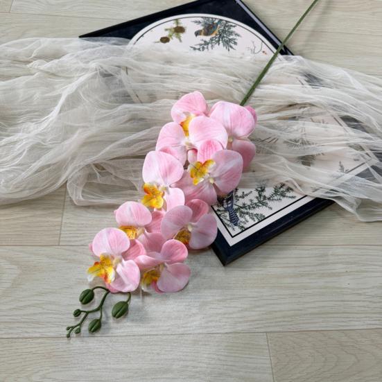 Faux Orchid Stems 39 Inch Artificial Phalaenopsis Flowers with 9 Heads Full Blooms for Valentine's Day Home Office Wedding Party Decor