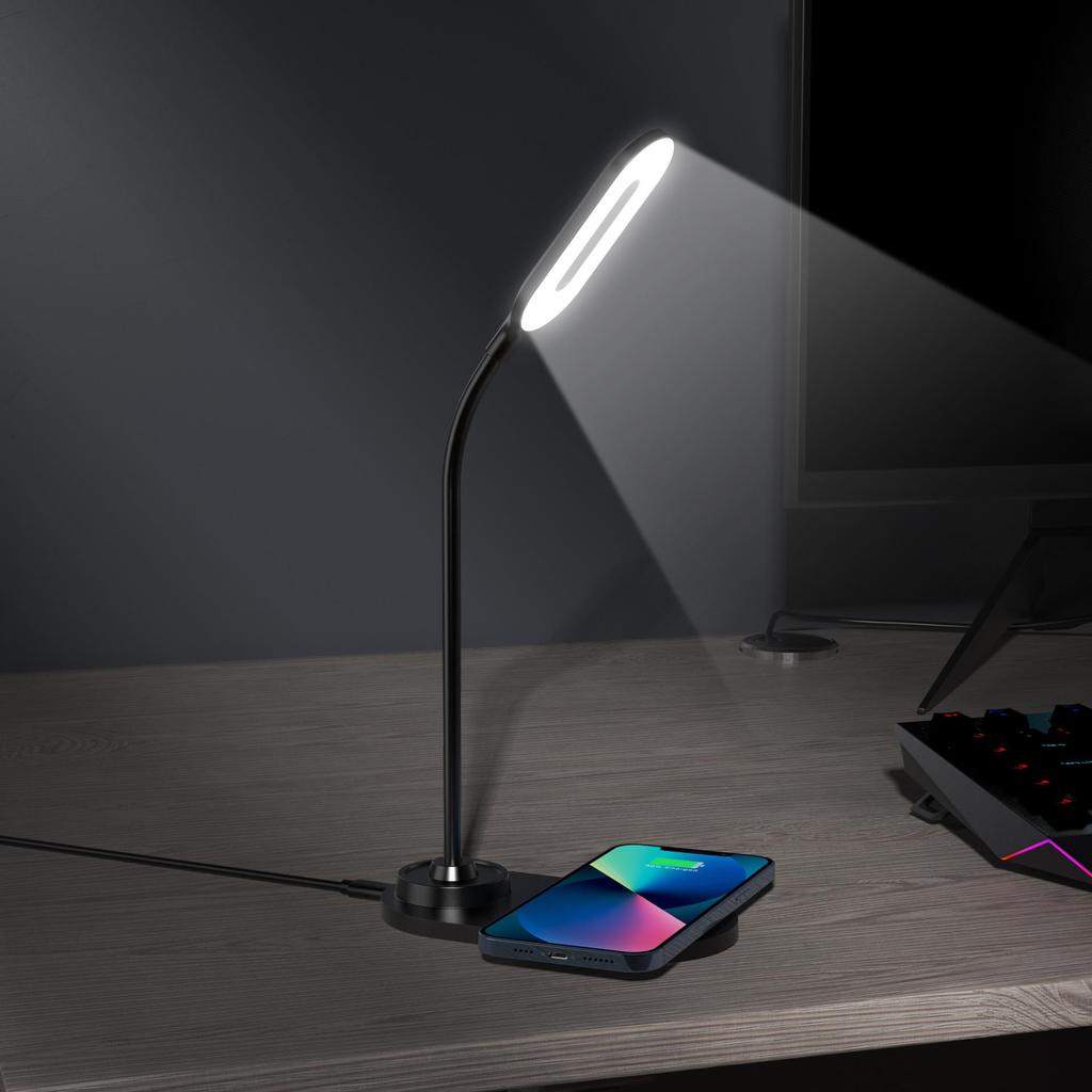 15W Wireless Charging Desk Lamp with Eye Protection and Night Light