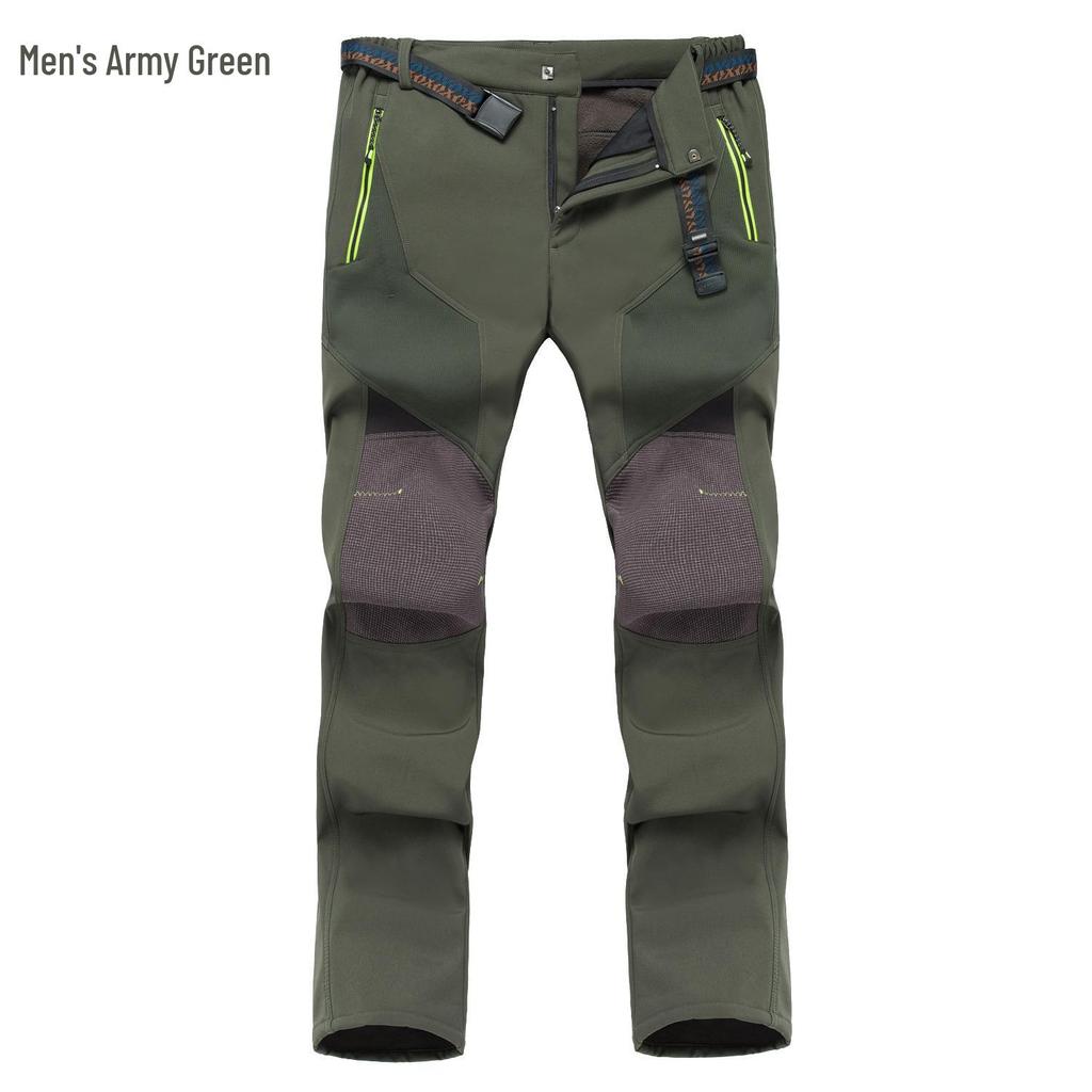 Men's and Women's Plus Size Slim Fit Fleece-Lined Waterproof Windproof Winter Mountaineering Pants