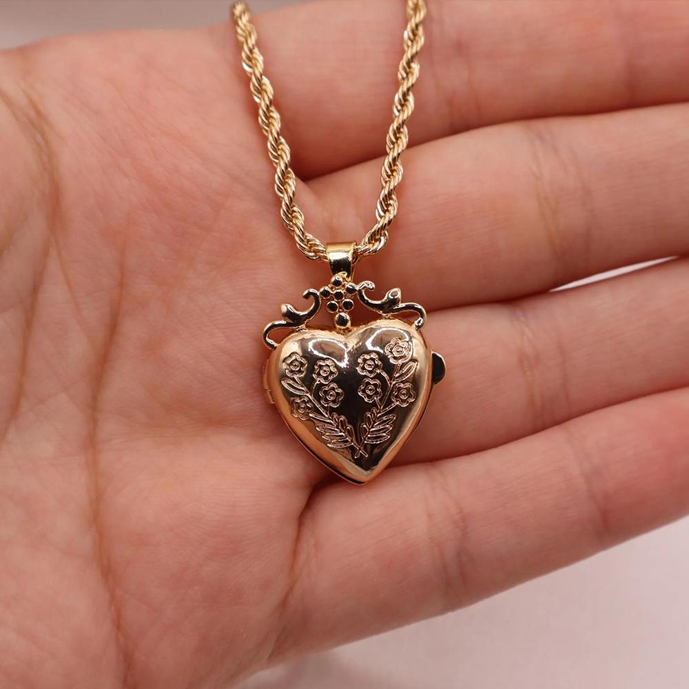 Heart-Shaped Necklace Heart Locket Non-Tarnish Couples Necklaces Lockets Necklace  for Women