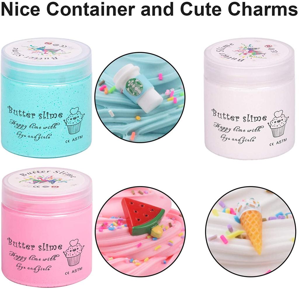 Slime Set with 4-Pack Butter Slimes Soft Slime Toys Safe Color Toys Super Soft and Non-Stick DIY Surprise Slimes