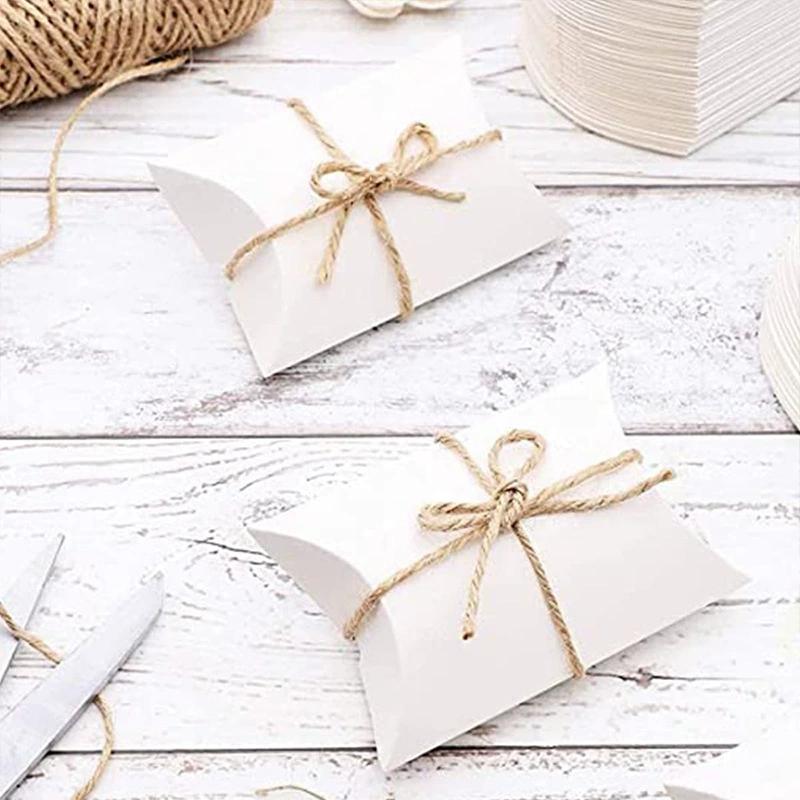 100Pcs Pillow Candy Box Kraft Paper Christmas Gift Packaging Boxes Candy Bags Wedding Favors Birthday Party Decorations