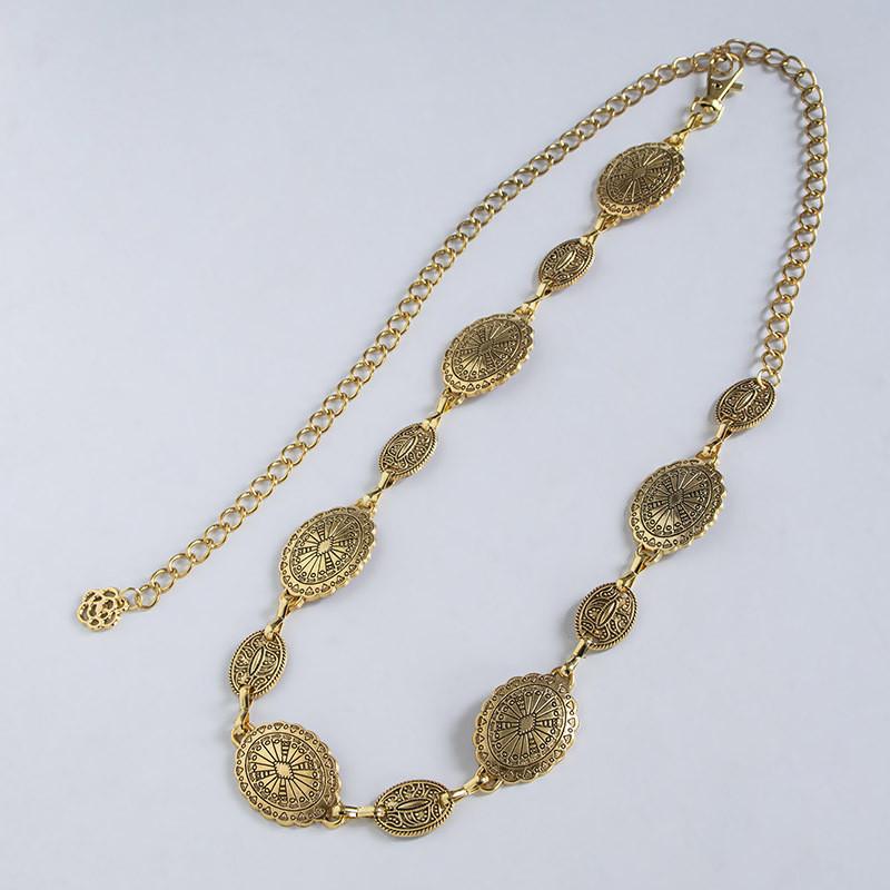 Bohemian Waist Chain Vintage Embossed Metal Pendant For Women Summer Fashion Accessory