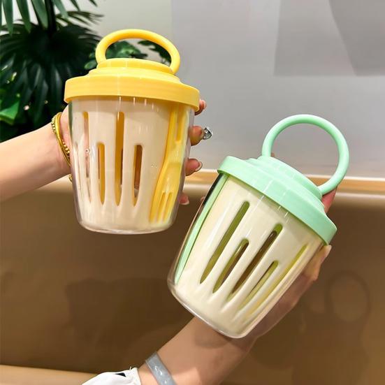 Portable Salad Cup with Fork Double-Layer Salad Bowl for Efficient Drainage Yogurt