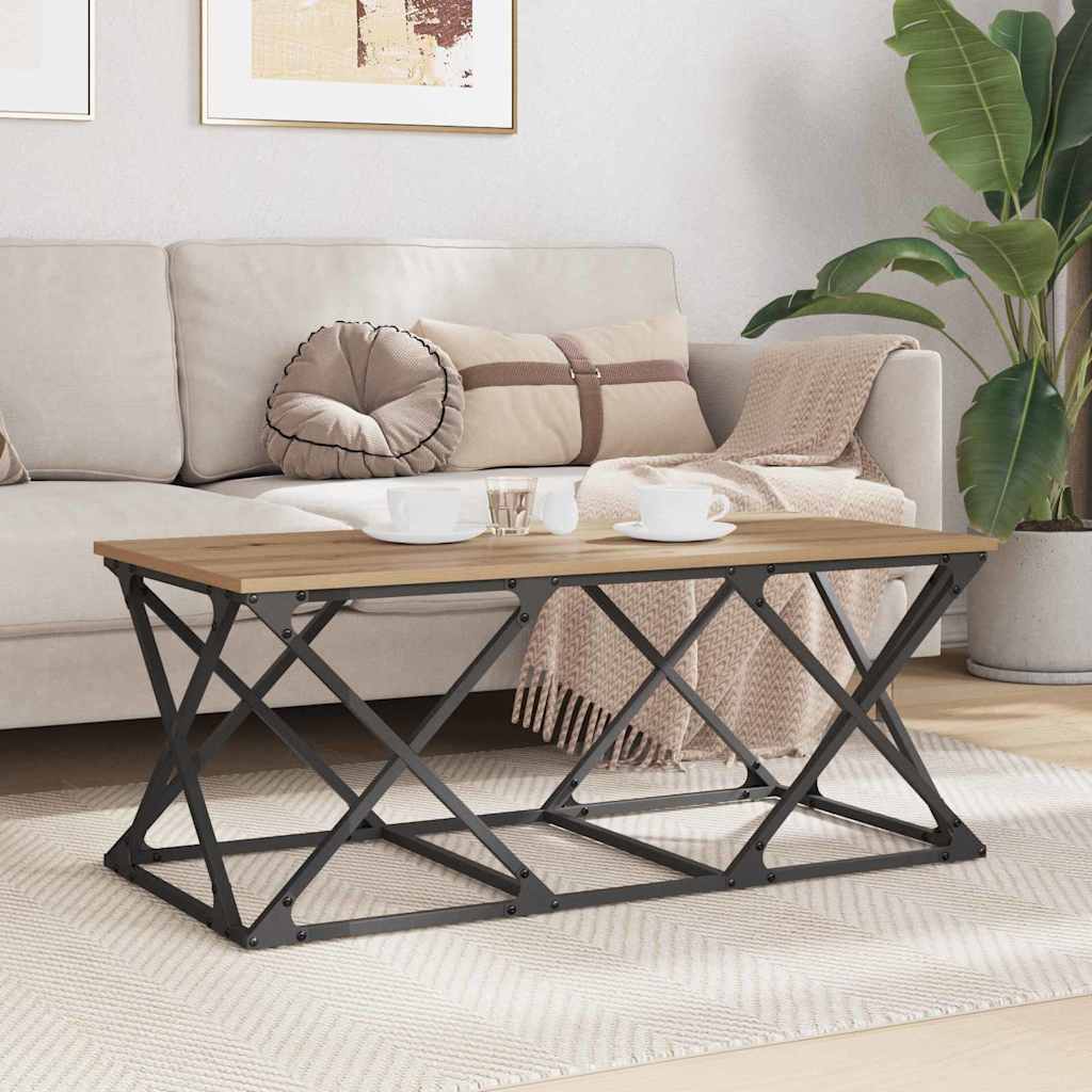 Artisan Oak Coffee Table 100 X 49 X 40 Cm Wood Based Material