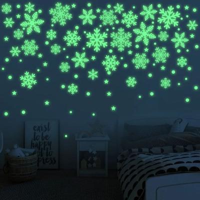 3D Christmas Luminous Snowflake Window Sticker Fluorescent Christmas Decoration Snowflake Static Stickers