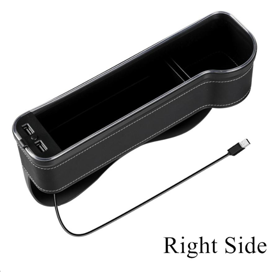 Led Atmosphere Light Car Seat Crevice Storage Box Usb QC3.0 Charging Port Seat Box Stowing Tidying Cup Card Phone Holder Accessories Right Side