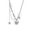 Indifferent Wind Japanese Kulomie Pendant Demon Skull Reflective Beads Non-Fading Titanium Steel Necklace Pearl Clavicle Chain