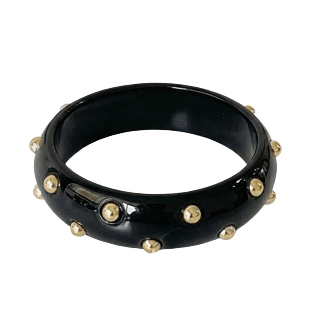 Punk Style Resin Bangle Vintage Chunky Bracelet Metal Point Wide Bangle Women Accessories