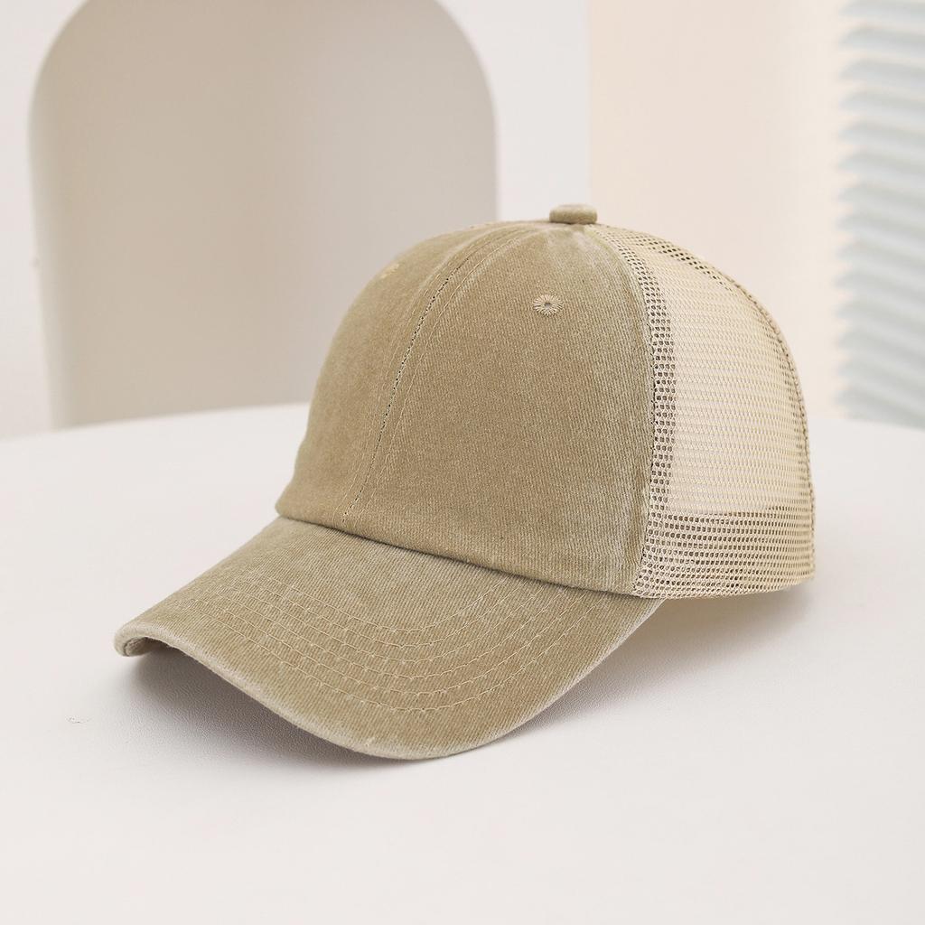 Casual Water-washed Mesh Baseball Cap, Adjustable Curved Brim Baseball Cap, Summer Sweat-absorbing and Breathable Sun Hat