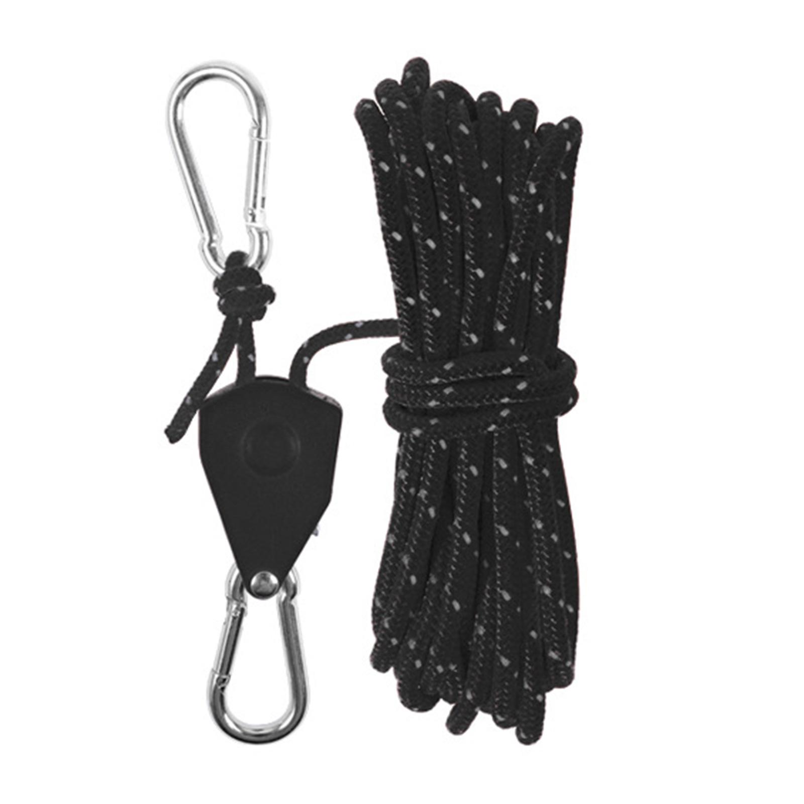 

Tent Rope Hanger Adjusted Internal Gear Ratchets Liftings Pulleys Lanyards Plant Growth Tent Lanyards with Carabiner чорний