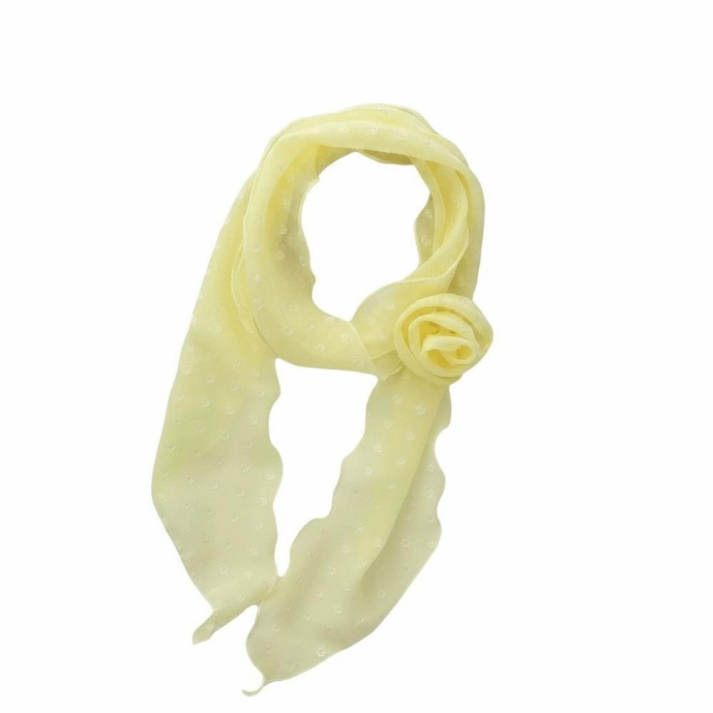 Thin Polka Dots Scarf Cravat Long Ribbon Scarves Detachable Flower Long Silk Scarf Female жёлтый