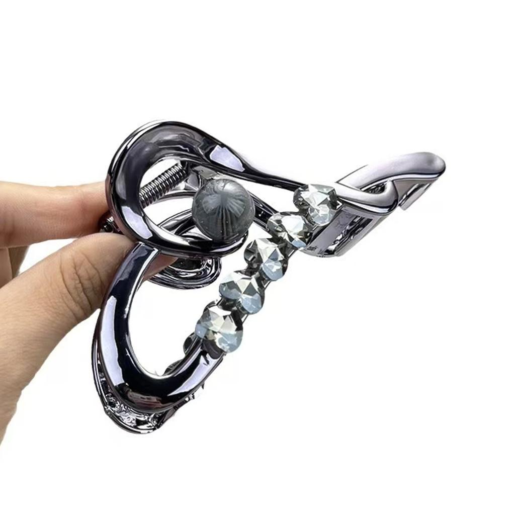 1pc rhinestone pearl hair clip new style heart-shaped sparkling hairpin back of head hair accessory shark clip