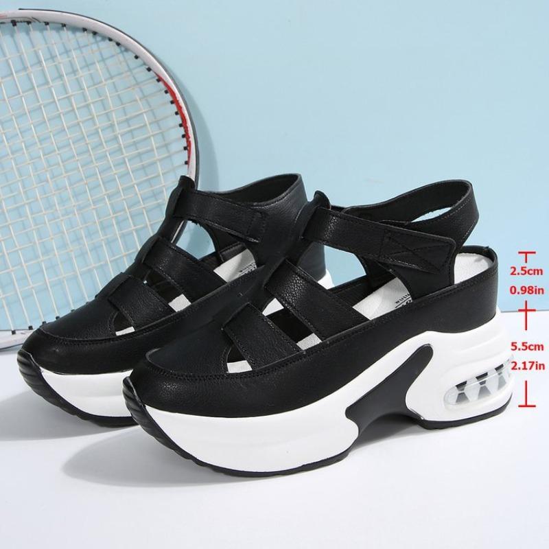 Plus Size Women's Summer New Arrival Open-Toe Platform Sandals with Air Cushion Thick Sole and Velcro Closure