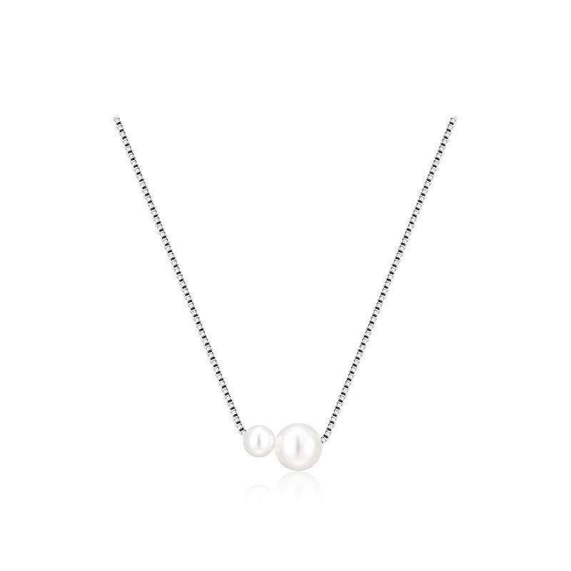 New fashion Korean version two imitation pearl necklaces simple light luxury high-end niche design pendant collarbone chain jewelry