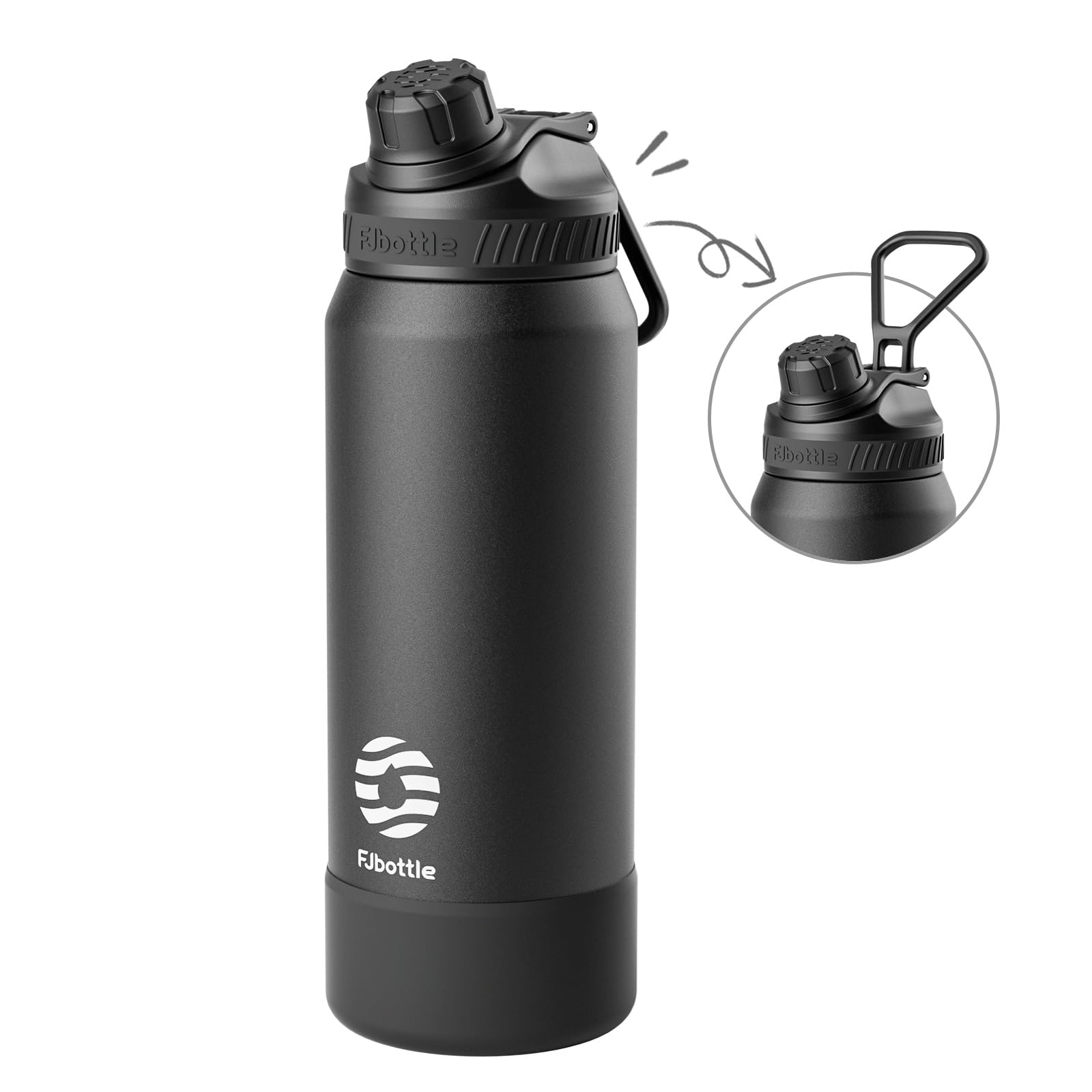 

Бутылка для воды FJbottle 950 мл с вакуумной изоляцией, с ручкой, завинчивающейся крышкой, емкость 0,95 литра, подходит для спортивных напитков, большая емкость, портативная, широкое горлышко,