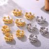 Multi Color Zircon Ring And Same Style Earrings In Stainless Steel 18k Gold Plated Wide Rings C Shape Stud Earring For Women