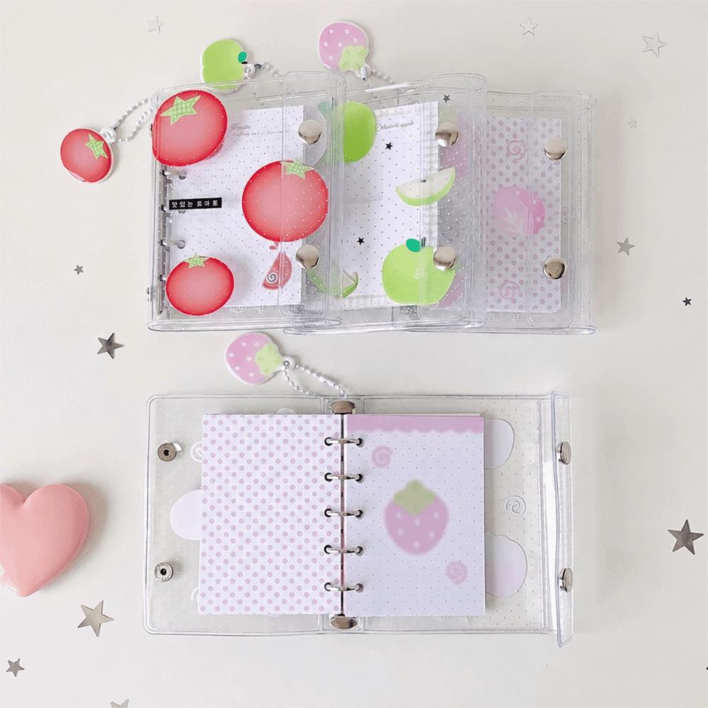 Fruit Print Binder Journal Clear Loose Leaf Notebook Cute M5 Binder Notebook  Students