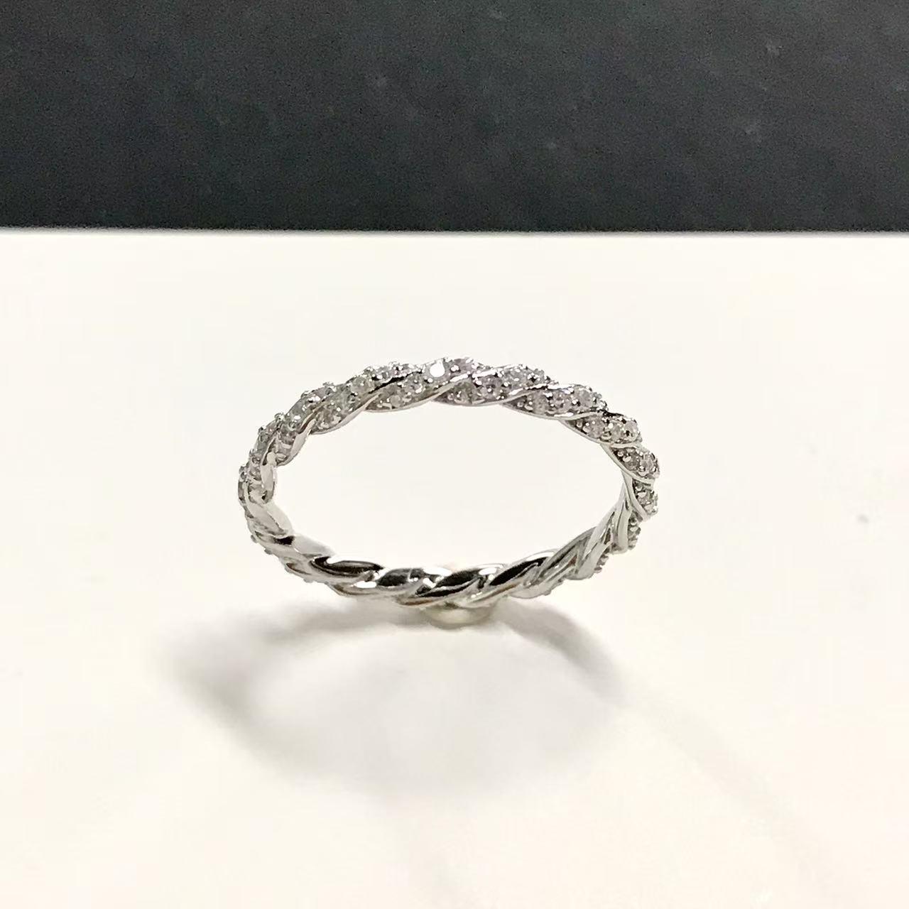 

Вінтажна каблучка з плетеним канатом та діамантом зі срібла 925 проби – Жіноча, висококласна, проста, штабельована Size 6