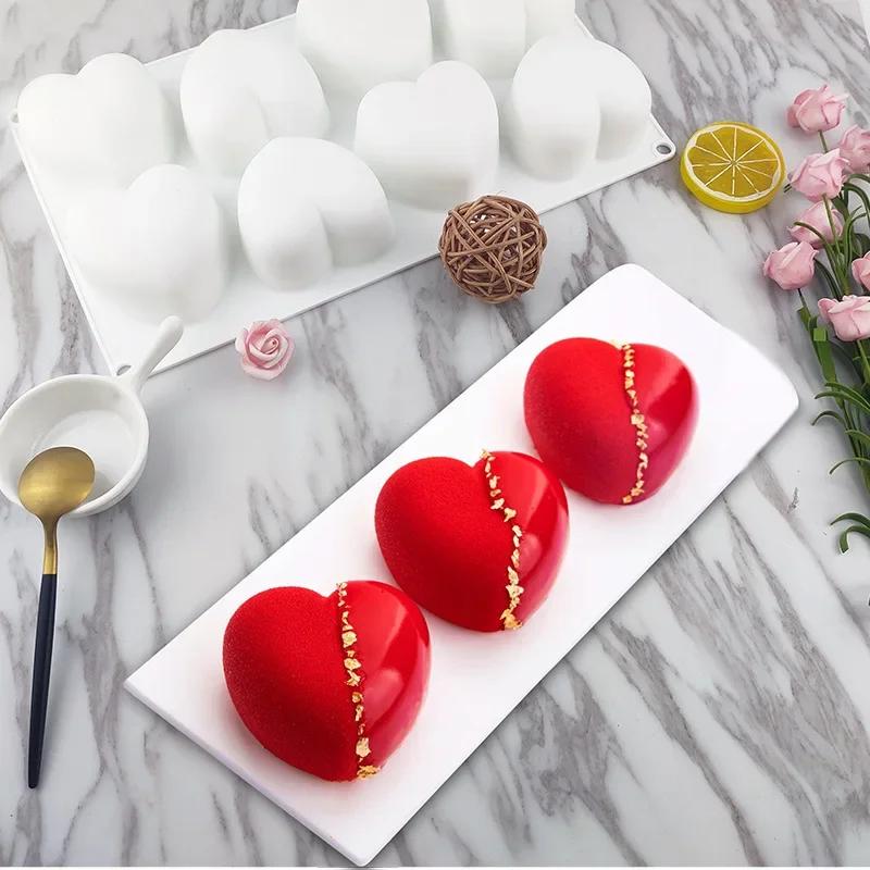 8 Cavity Heart Shape Silicone Mold Mousse Ice Cream Chocolate Jelly Cake Baking Tool Suitable Household Kitchen Baking Molds