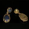 Elegant Lapis Lazuli Geometric Stud Earrings - Vintage High-End Versatile Drops