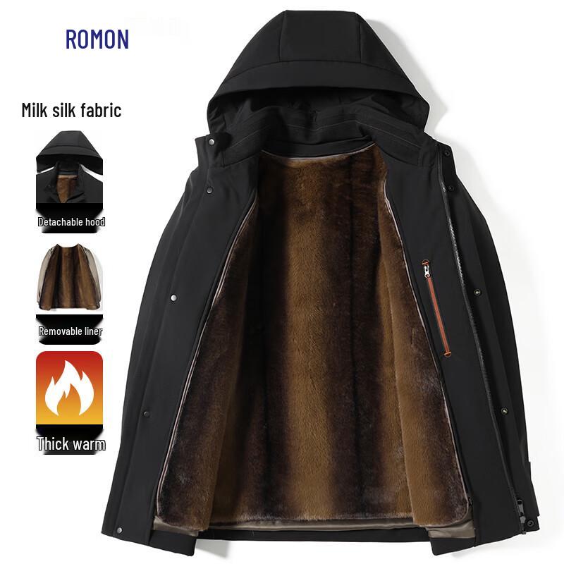 ROMON Men's 3-in-1 Detachable Hooded Winter Parka