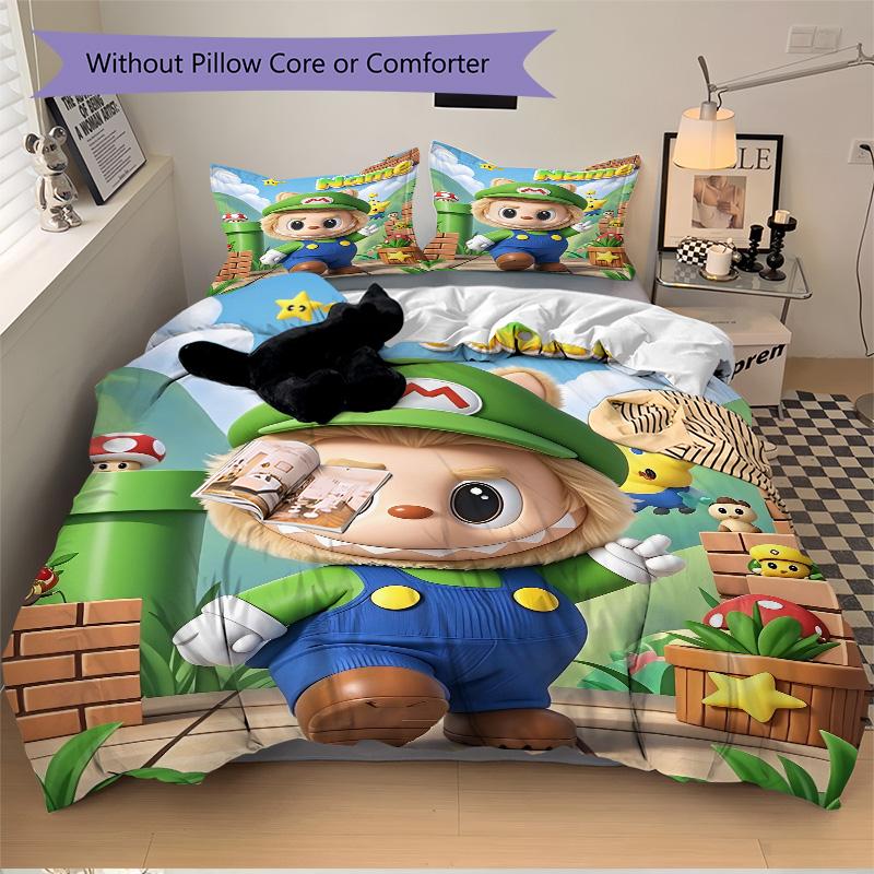 Custom Name Super Plumber Game Character Print 3Pcs Bedding Set Duvet Cover With 2 Bedro Pillowcase Home Birthday Gift