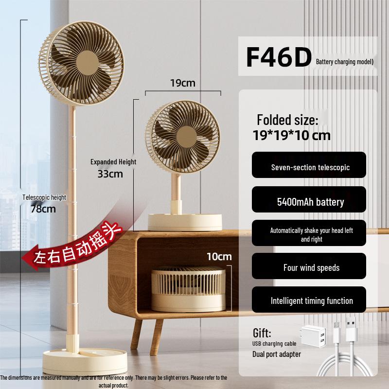 Compact Foldable Office Desk Fan: Rechargeable, Oscillating, Strong Wind, Long Battery Life, Portable for Student Dorms