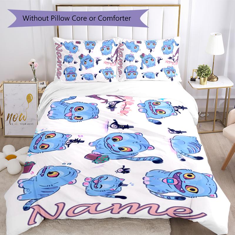 Juego de Ropa de Cama con Nombre Personalizado de Dibujos Animados Kpop Cazadores de Demonios 3 Piezas Cierre de Funda Nórdica Incluye 1 Funda Nórdica y 2 Fundas de Almohada para Todas las Estaciones Decoración de Dormitorio