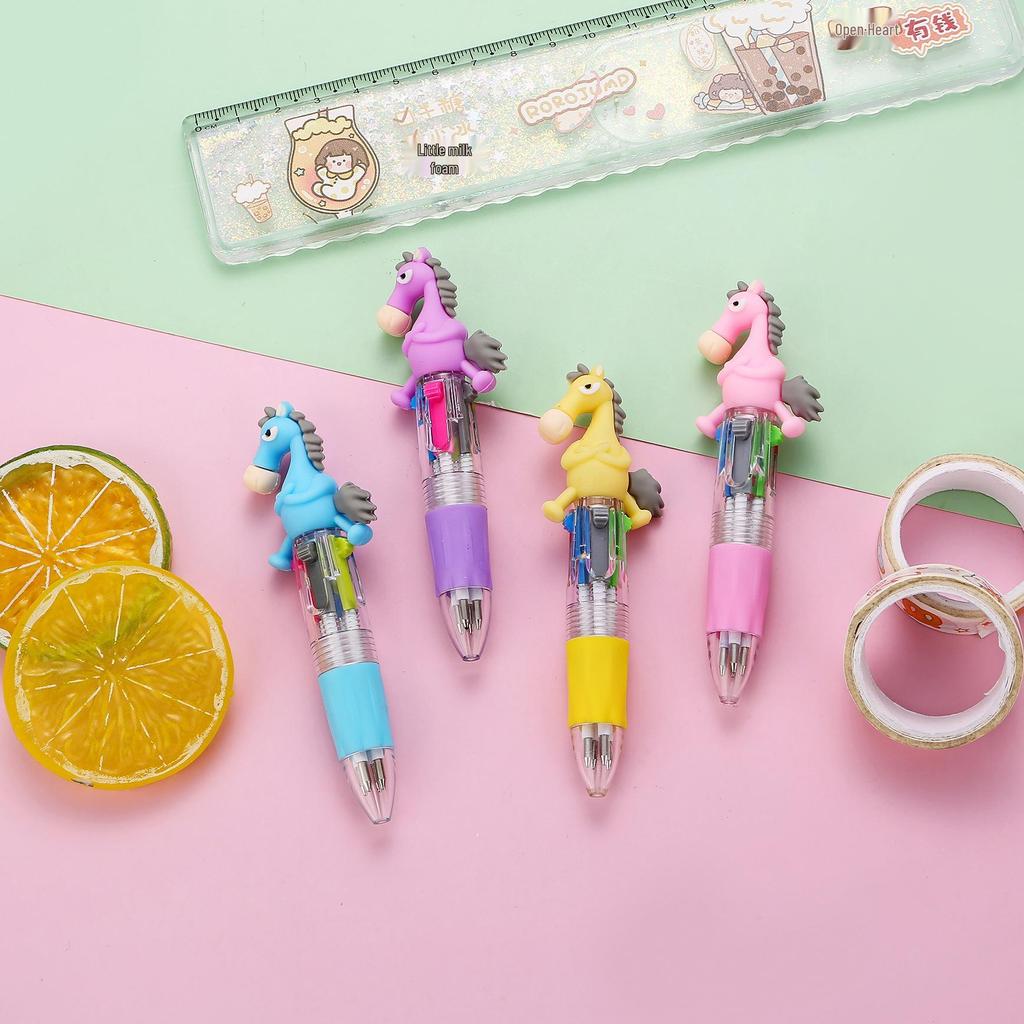 Korean Cute Animal Head 4-Color Click Ballpoint Pen